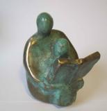 Lesen mit Kind Bronzeskulptur -Geschenkidee-