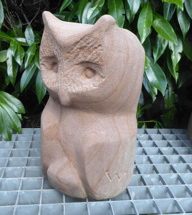 Eule Sandstein Skulptur Unikat