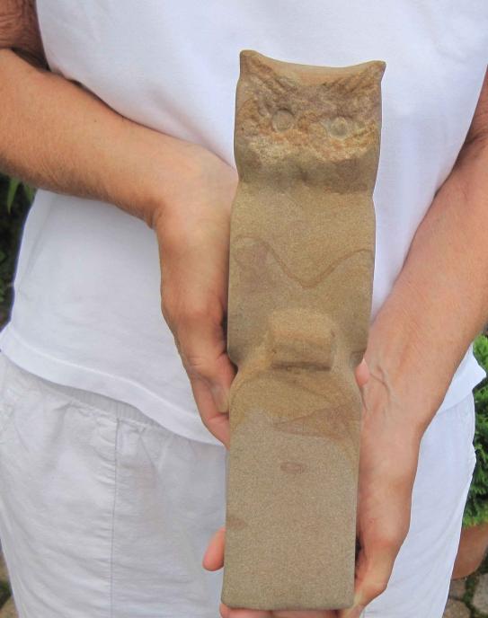 Eulenskulptur Sandstein Unikat